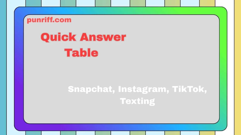 Quick Answer Table 